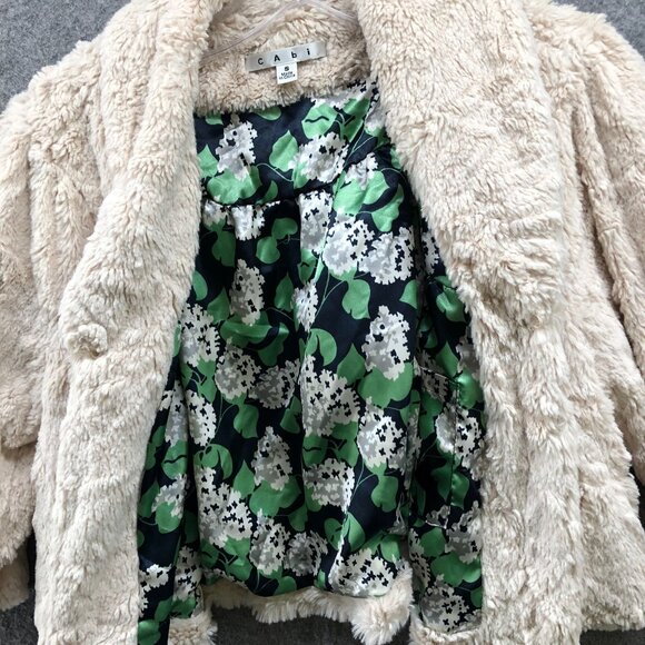 Cabi 706 Alpine Shrug Womens S Ivory Faux Fur Plush 1/2 Sleeve Cropped - Picture 11 of 11